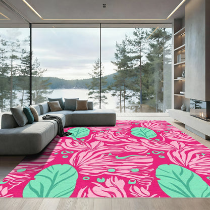 Hot Pink Tropical Floral Sweep Rug