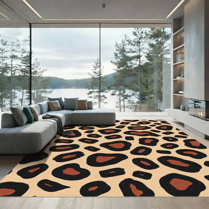 Chic Black Tan Spots Rug