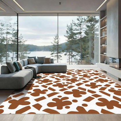 Brown Clover Splatter Abstract Rug