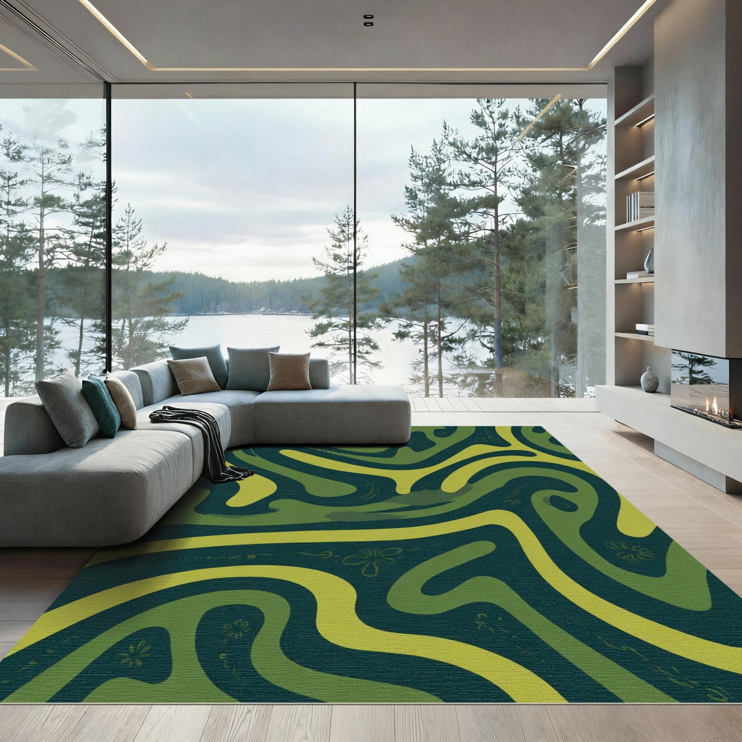 Earthy Swirl Botanical Garden Abstract Rug