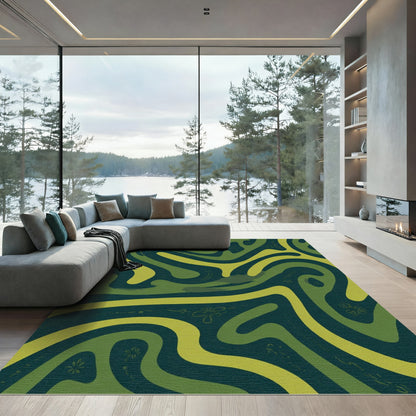 Earthy Swirl Botanical Garden Abstract Rug