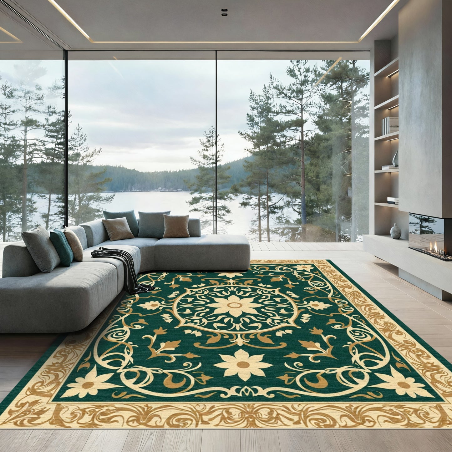 Deep Forest Flourish Bloom Rug
