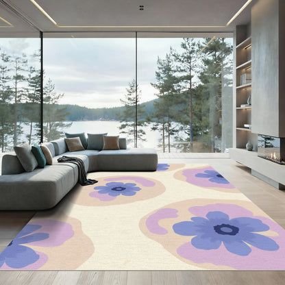 Purple Blue Floral Abstract Bloom Rug