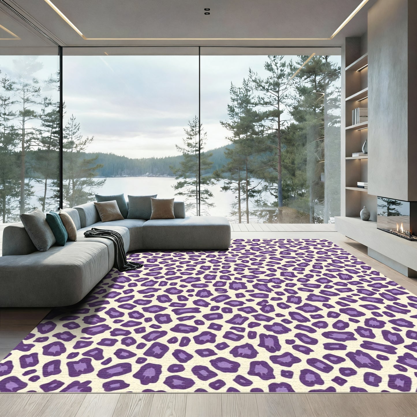 Purple Leopard Spots Texture Rug