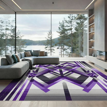 Purple Gray Geometric Abstract Rug