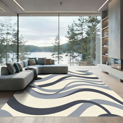 Modern Gray Wave Flow Rug
