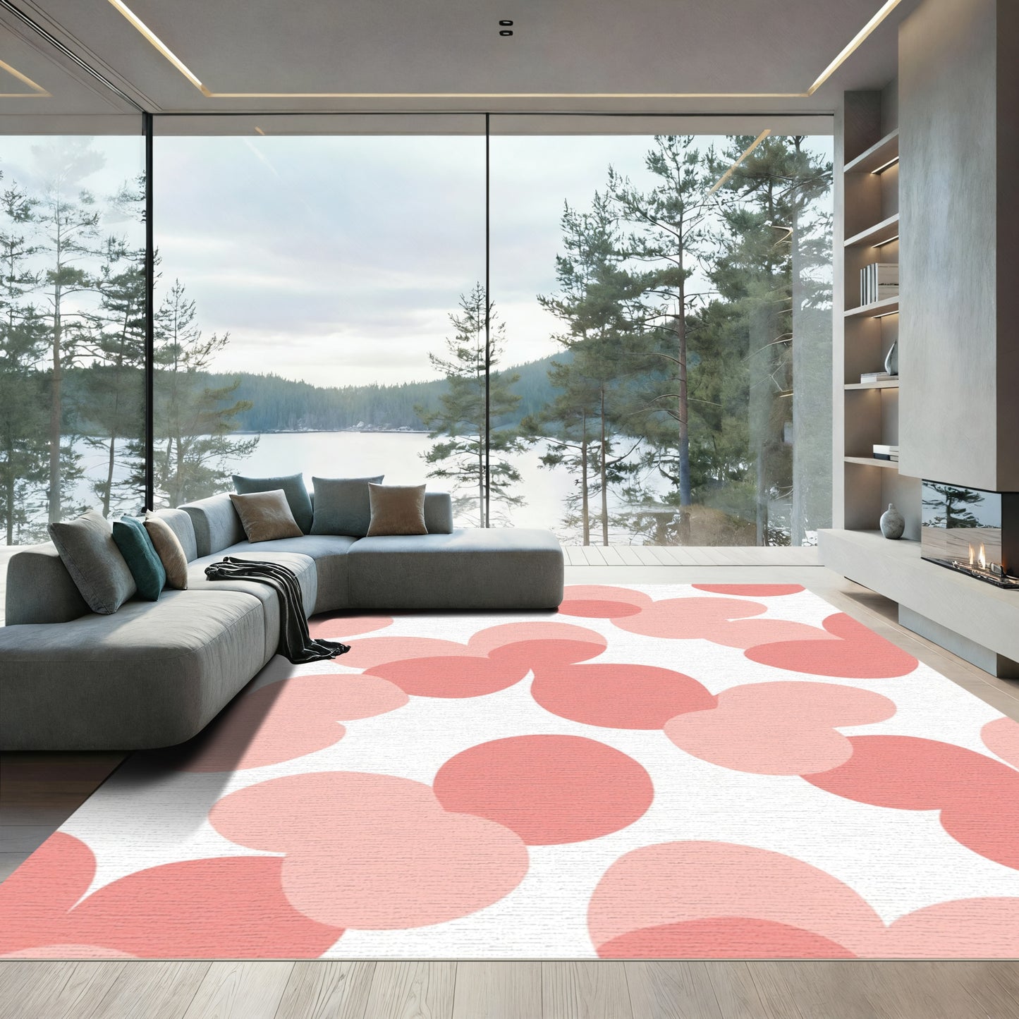 Coralline Pink Organic Cloud Clusters Rug
