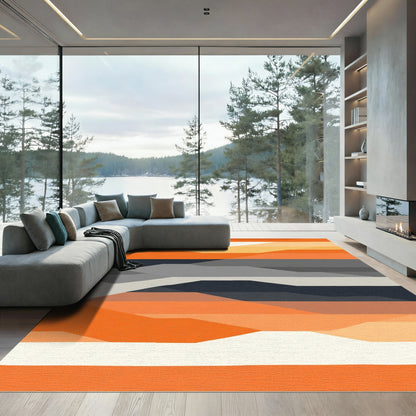 Abstract Terracotta Hillside Landscape Rug