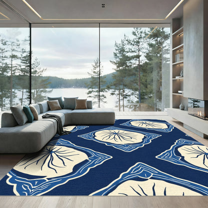 Indigo Cream Diamond Lotus Rug