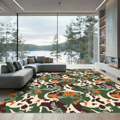 Whimsical Camouflage Animal Floral Meadow Rug