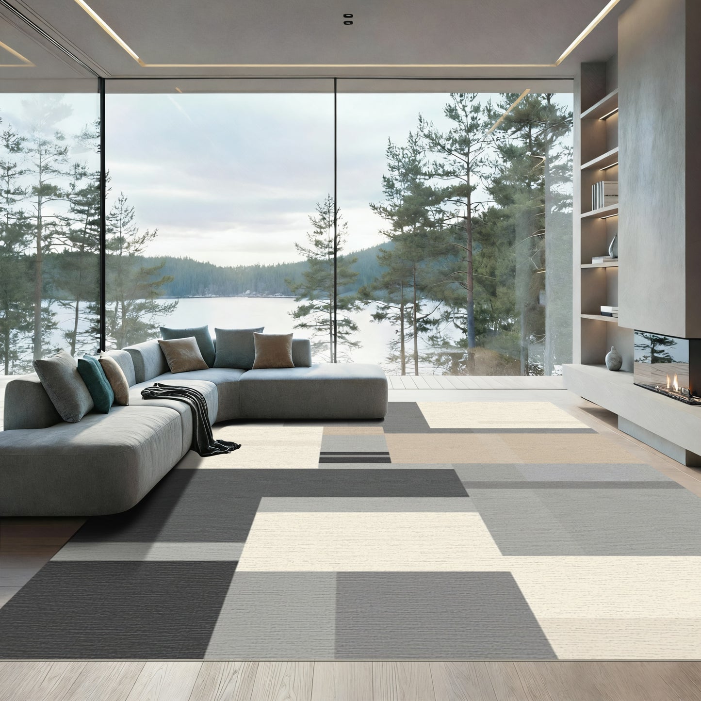 Monochromatic Abstract Geometric Field Rug