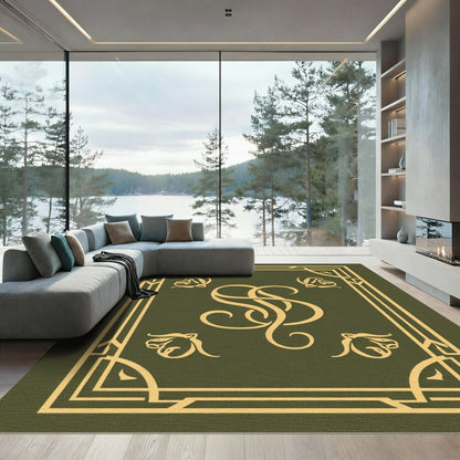 Golden Art Deco Border Butterflies Rug