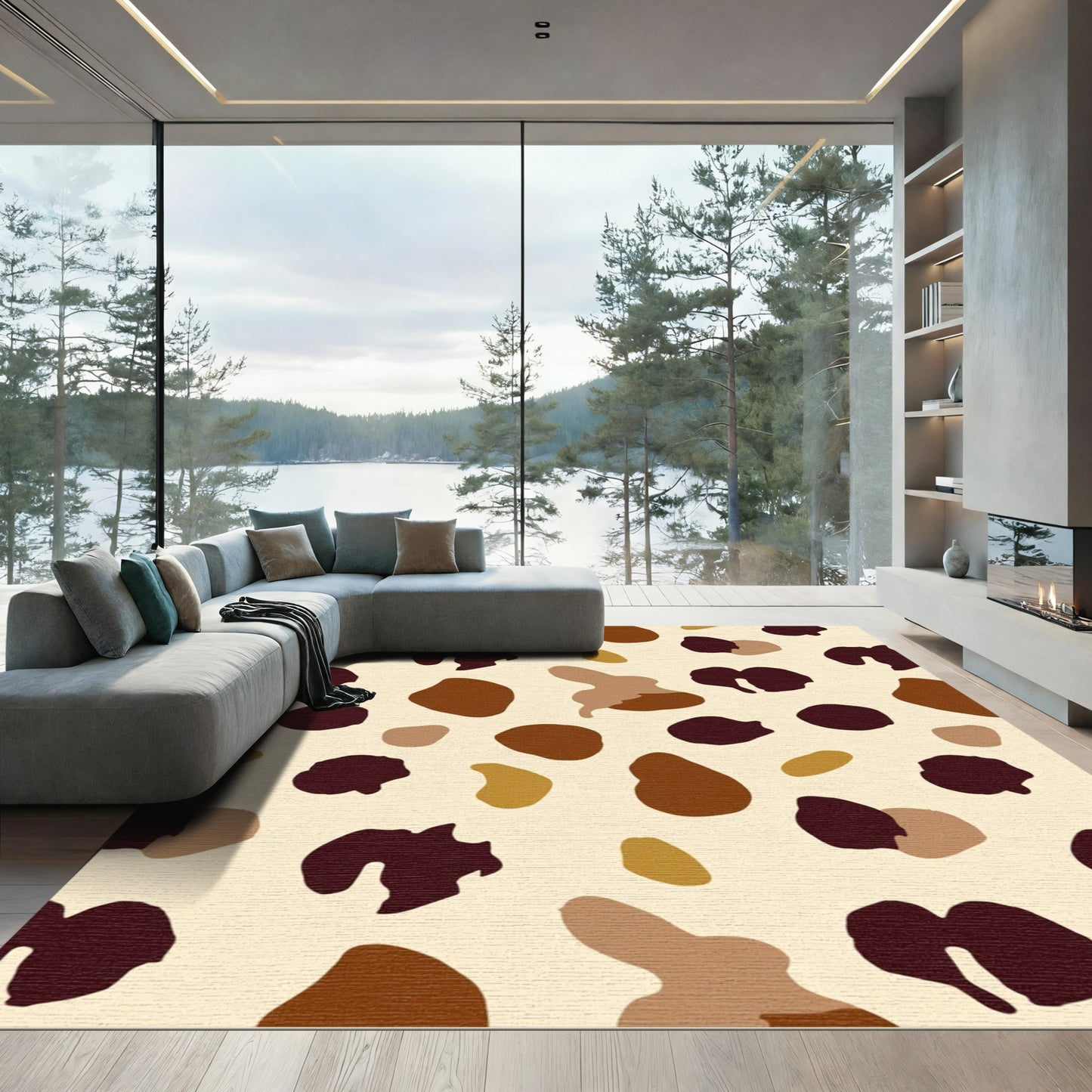 Earthy Toned Abstract Blotches Rug