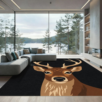 Majestic Brown Deer Antler Portrait Rug