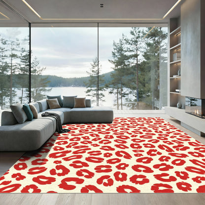 Bold Red Animal Print Spot Rug