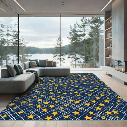 Golden Starburst Geometric Overlay Rug