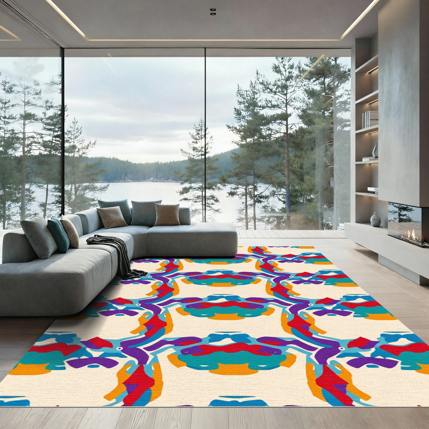 Vivid Abstract Organic Composition Rug