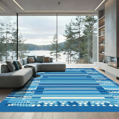 Geometric Stripes And Triangles Rug