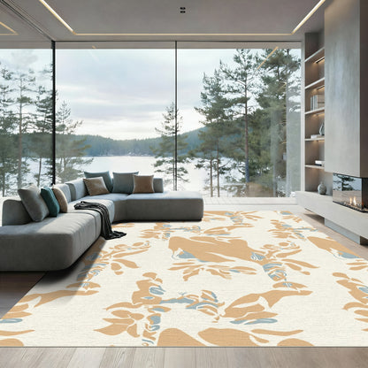 Amber Sky Blue Abstract Floral Rug