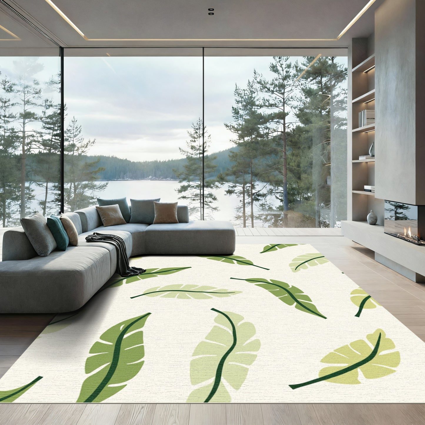 Various Green Banana Leaf Scatter Rug