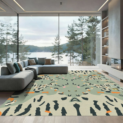 Abstract Organic Mint Green Terra Cotta Rug