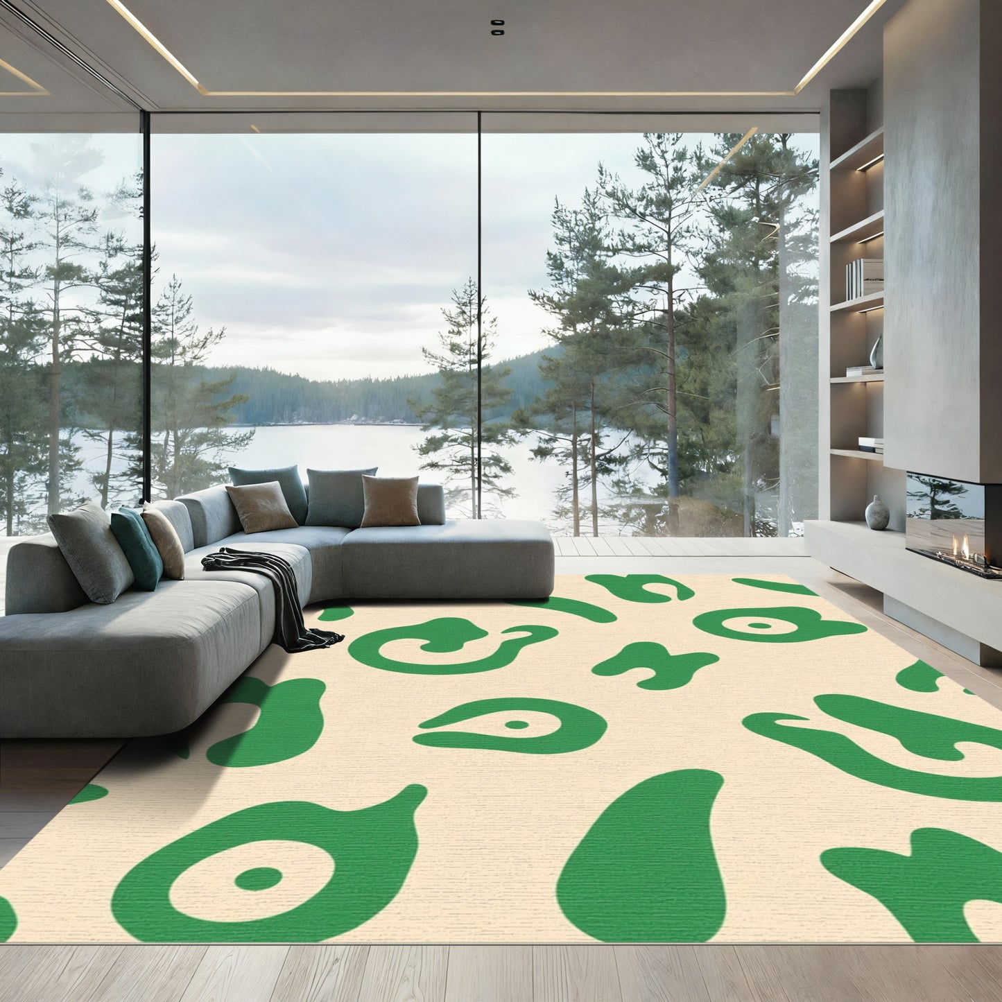 Green Organic Abstract Forms Rug