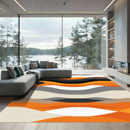 Retro Abstract Orange Wave Rug