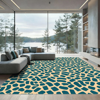 Teal Cracked Earth Organic Rug