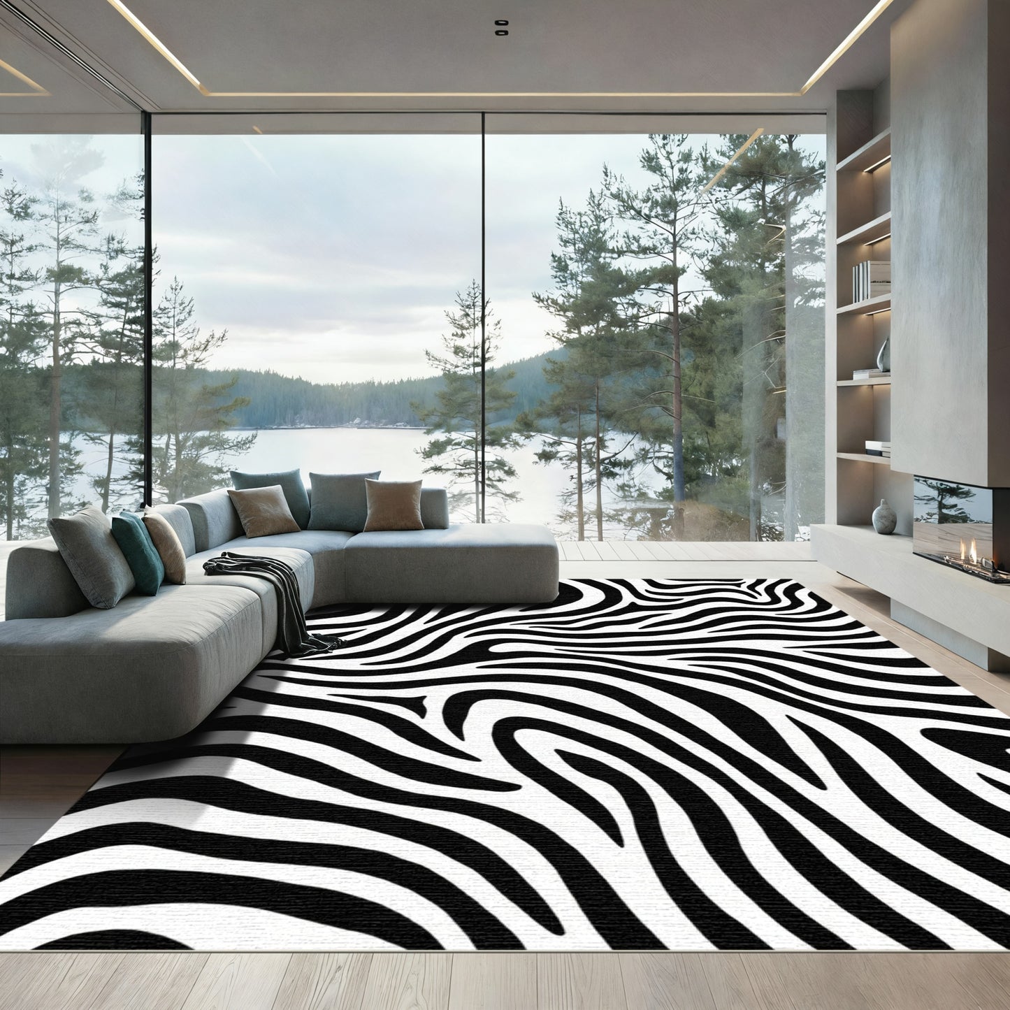 Classic Black White Zebra Stripes Rug