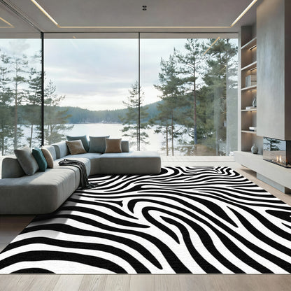 Classic Black White Zebra Stripes Rug