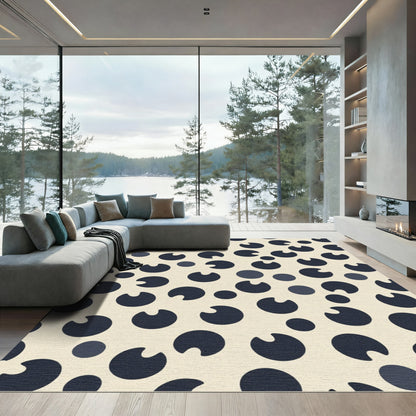 Navy Blue Contemporary Circles Rug