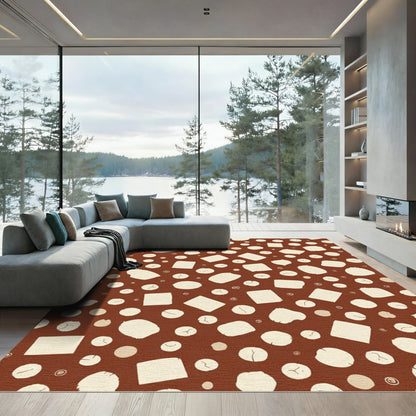 Terracotta Cream Scattered Shapes Rug
