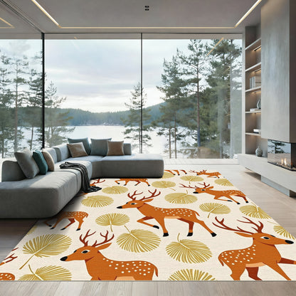 Golden Leaf Deer Meadow Rug