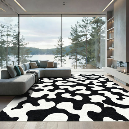 Black White Organic Blob Rug