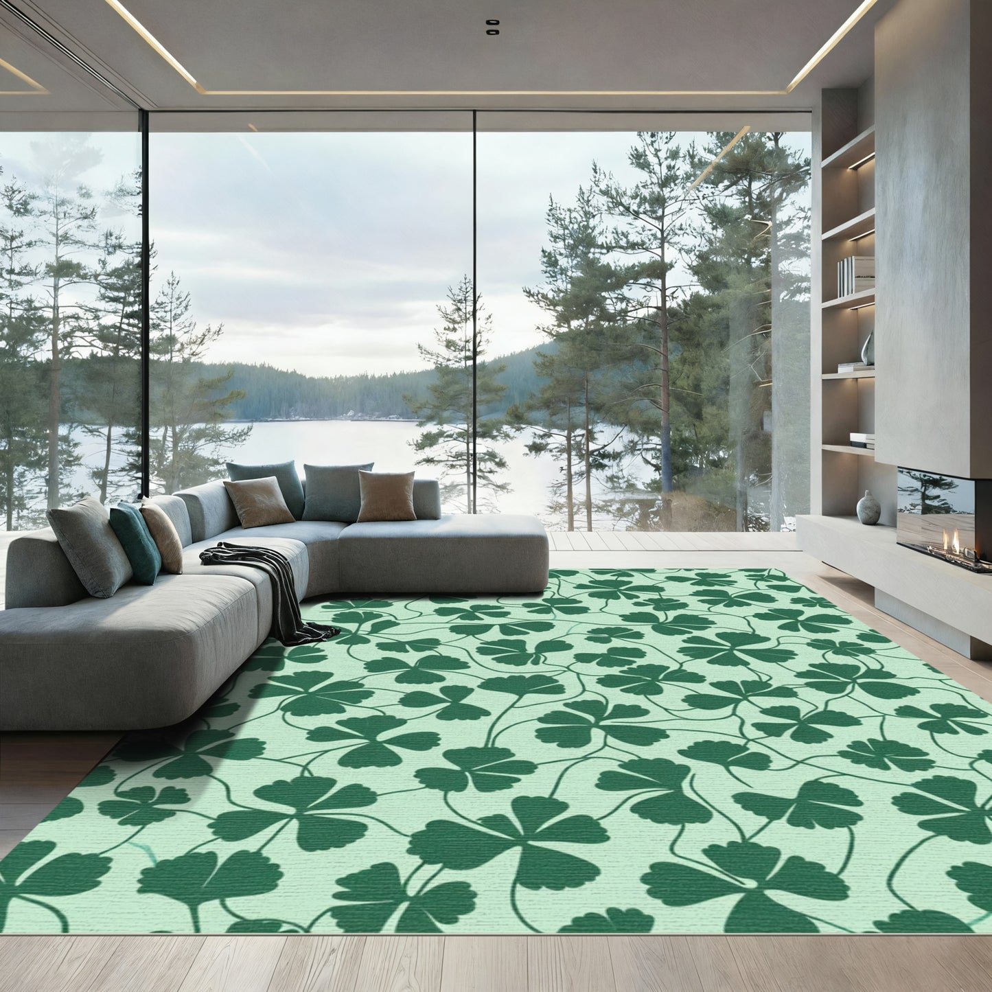 Green Clover Meadow Tile Rug