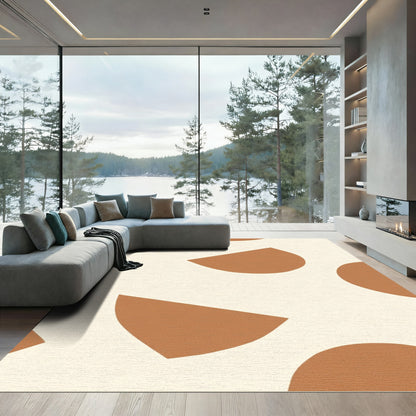 Terracotta Cream Abstract Halves Rug