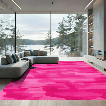 Vibrant Pink Camouflage Stripes Rug