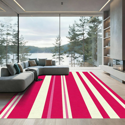 Vibrant Pink Cream Striped Rug
