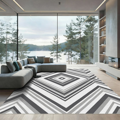 Gray Diamond Chevron Strips Rug
