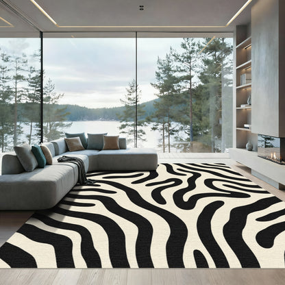Cream Black Organic Stripe Rug