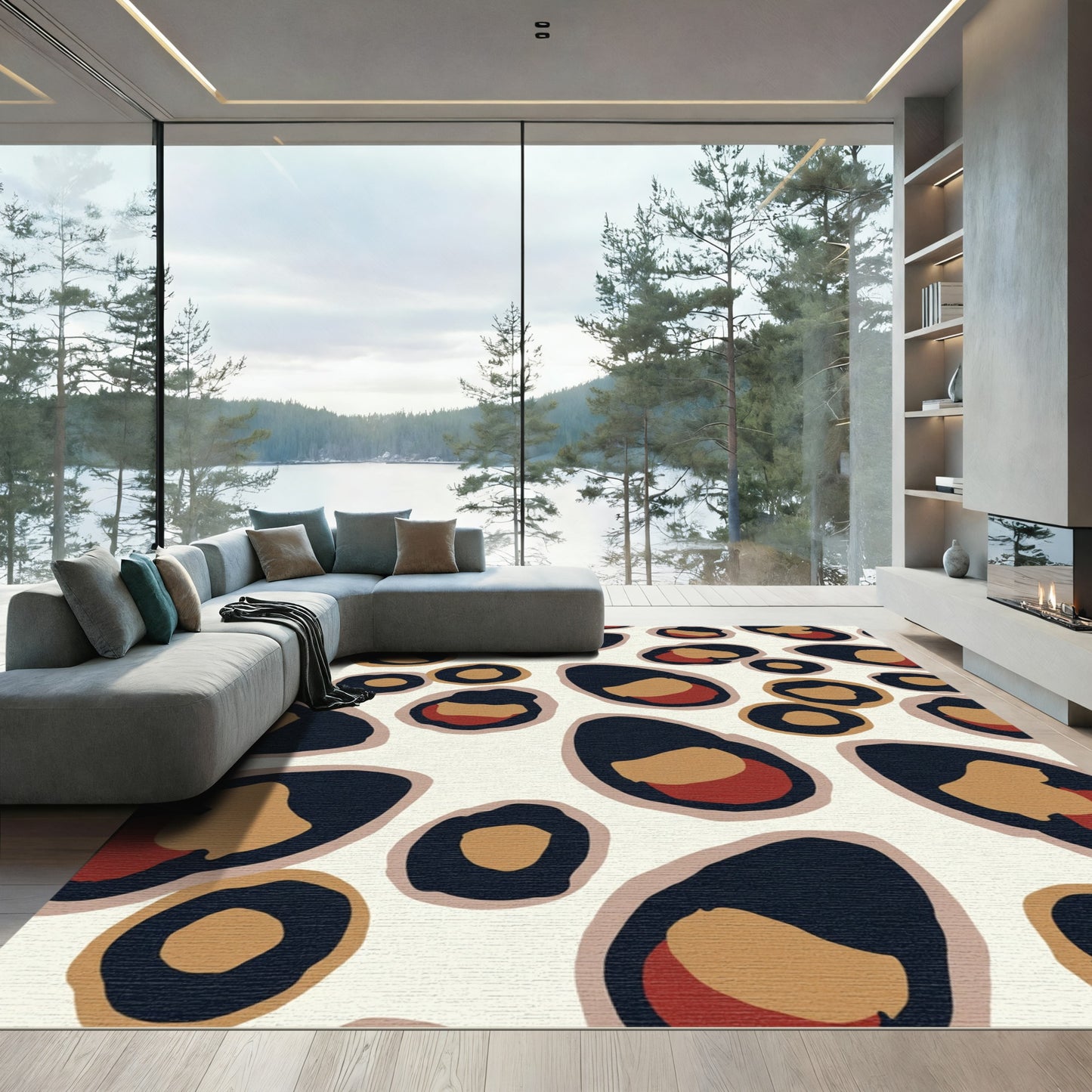 Abstract Leopard Spot Rococo Style Rug