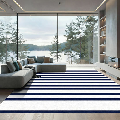 Navy White Linear Accents Rug