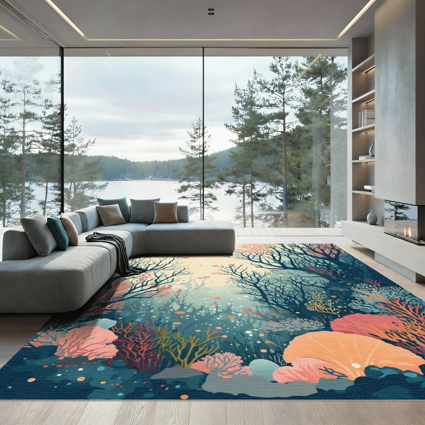 Underwater Coral Reef Scene Rug