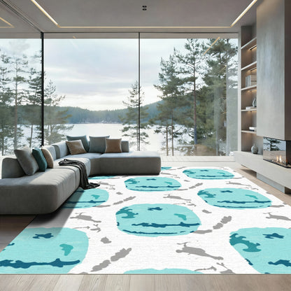 Aqua Blue Watercolor Circles Rug