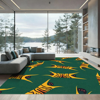 Whimsical Yellow Tiger Stripes Rug