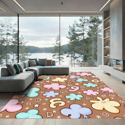 Pastel Cloud And Number Playful Rug