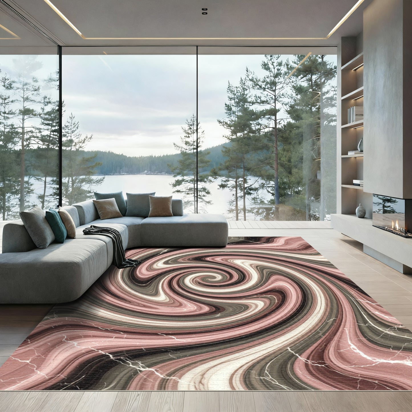 Rose Quartz Swirling Marble Texture Rug