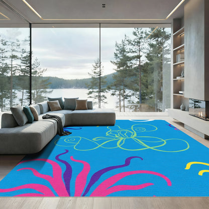Whimsical Blue Coral Scape Rug