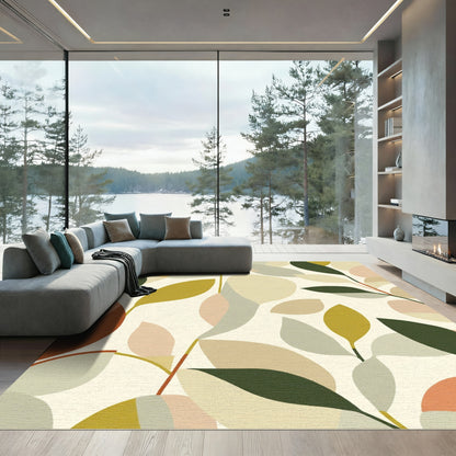 Earthy Botanical Abstract Organic Rug