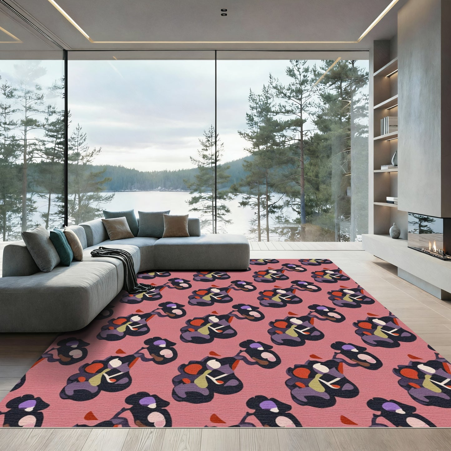 Whimsical Amorphous Floral Cluster Rug